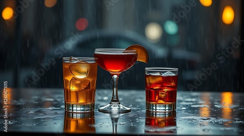 Still life with different alcoholic drinks