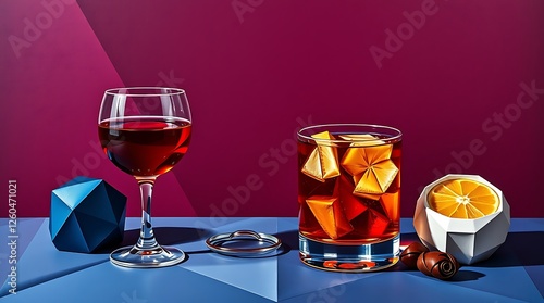 Still life with different alcoholic drinks