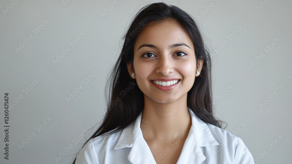 Young female doctor with long black hair in a medical setting providing healthcare services to patients Young female doctor with long black hair in a medical setting providing healthcare services to patients