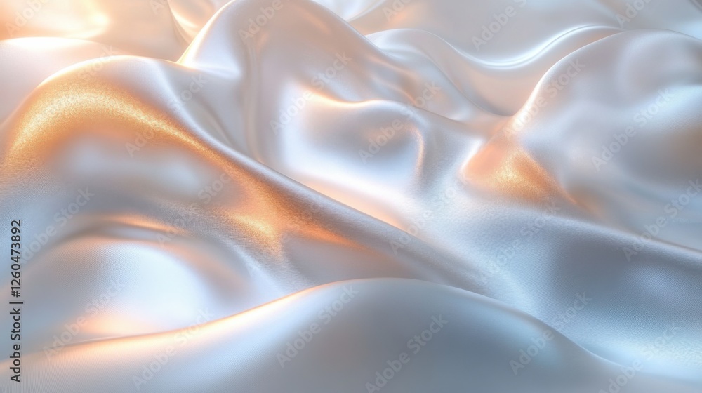 Fototapeta premium Abstract shimmering wave patterns background featuring metallic highlights and fluid curves. Emphasizing a luxurious and dynamic aesthetic, ideal for high-end designs and elegant digital art.