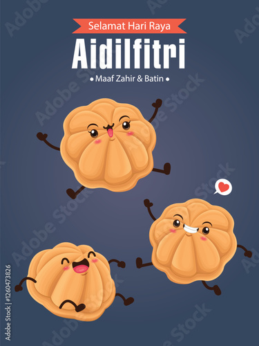 Hari Raya Aidilfitri background design with kuih raya. Malay means Fasting day celebration, I seek forgiveness, physically and spiritually.