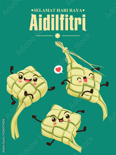 Hari Raya Aidilfitri background design with ketupat. Malay means Fasting day celebration, I seek forgiveness, physically and spiritually.