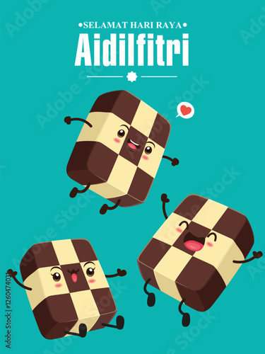 Hari Raya Aidilfitri background design with kuih raya. Malay means Fasting day celebration, I seek forgiveness, physically and spiritually.