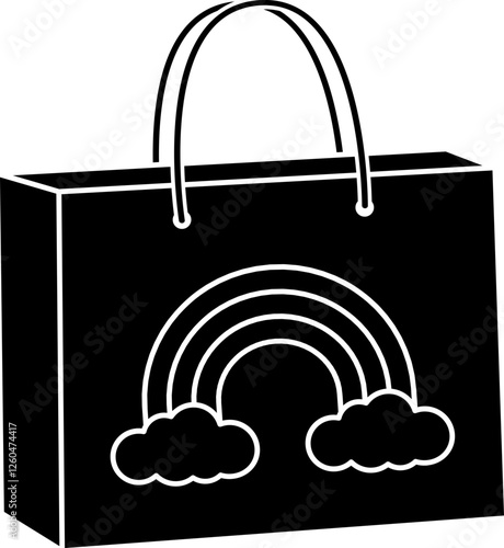 St. Patrick's day shopping paper bag Silhouette.
Saint Patricks day gift bag icon isolated. 
Transparent background.	