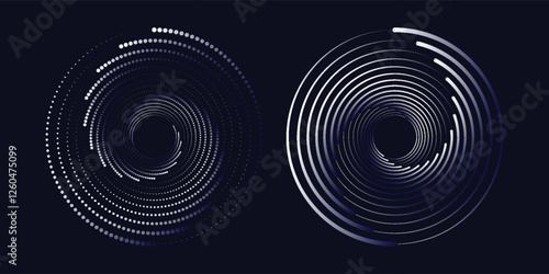 Abstract Circular Pattern Vector Background. Round Colorful Arcs Spiral Backdrop. Moving Circles. 3D Tunnel Depth Effect. Vector Illustration. Radial Speed Lines