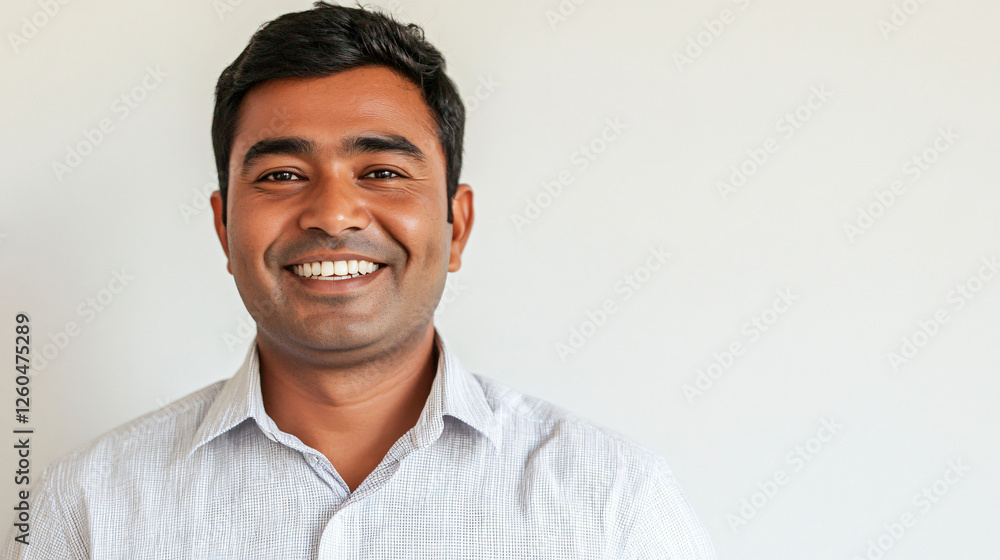 Smiling indian doctor in a white shirt with a confident expression in a professional setting Smiling indian doctor in a white shirt with a confident expression in a professional setting