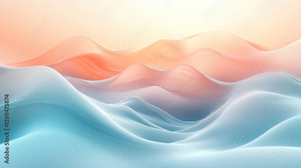 Fototapeta premium Abstract smooth gradients with tranquil colors. Featuring soft transitions and calming hues. Emphasizing serenity and elegance. Ideal for wellness and artistic-themed designs.