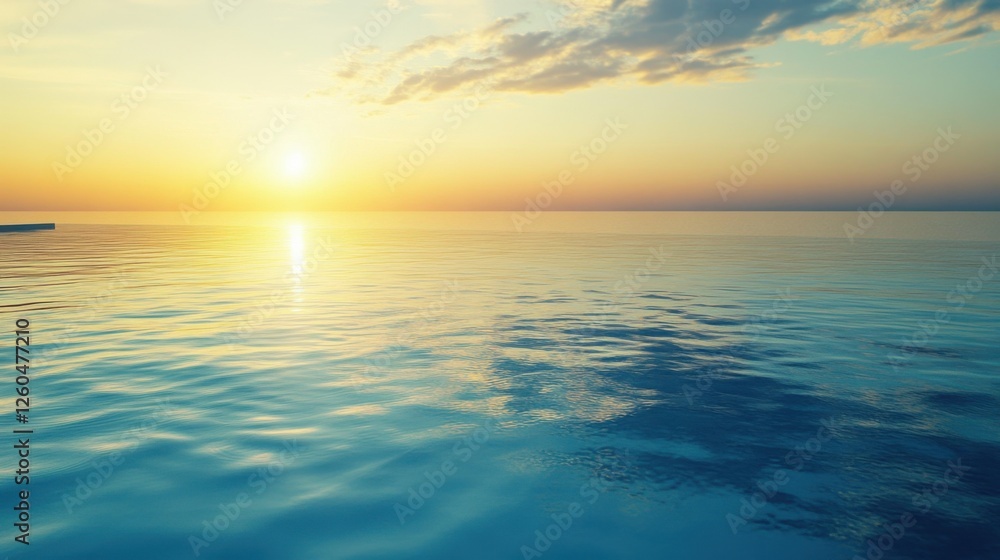 Obraz premium serene sunset over calm ocean water