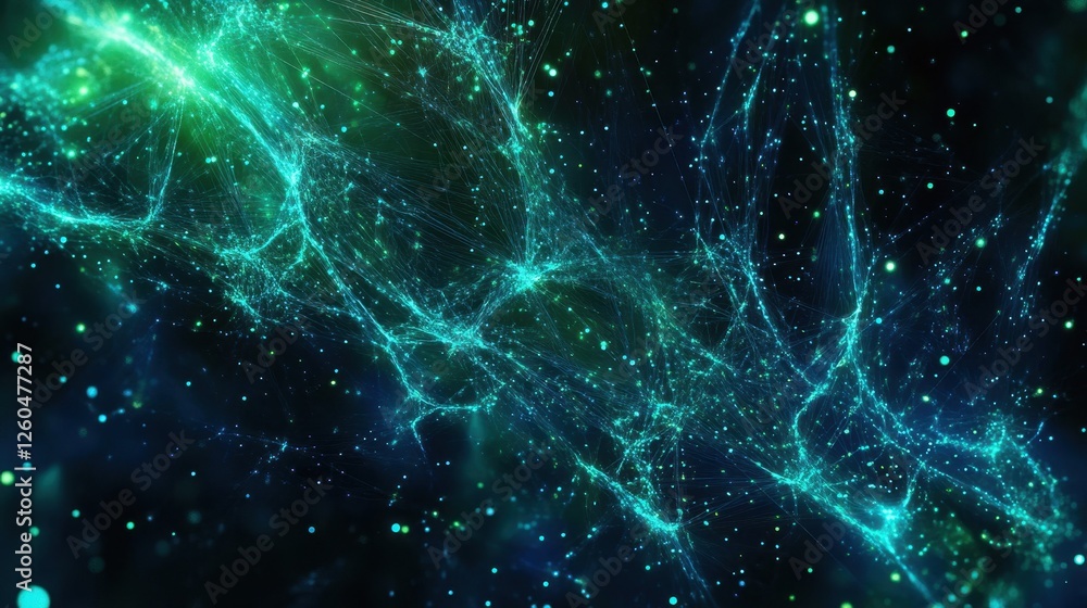 A surreal blockchain network of glowing fiber-optic strands in motion A surreal blockchain network of glowing fiber-optic strands in motion