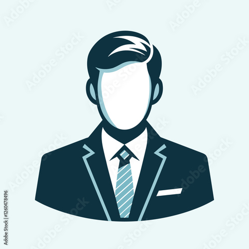 Faceless Businessman Icon in Blue Suit - Vector Illustration