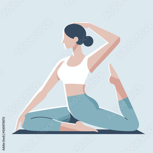 Elegant Yoga Pose Illustration in Modern Flat Art Style