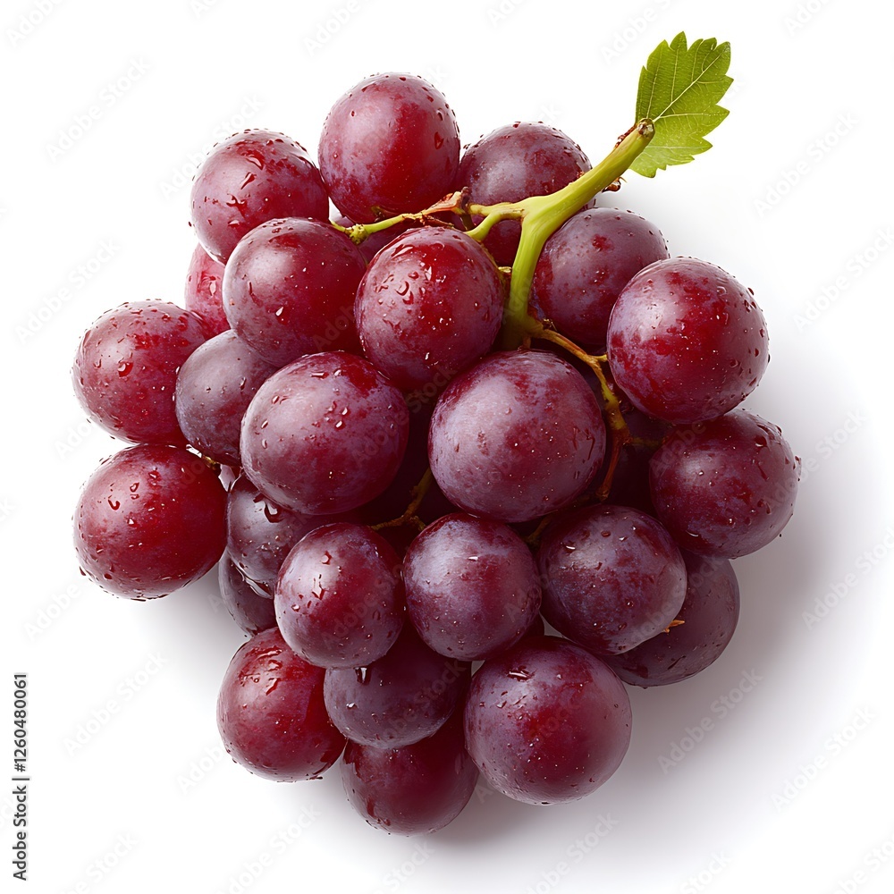 Red grapes cluster, fresh fruit, white background, food photography, recipe ingredient Red grapes cluster, fresh fruit, white background, food photography, recipe ingredient