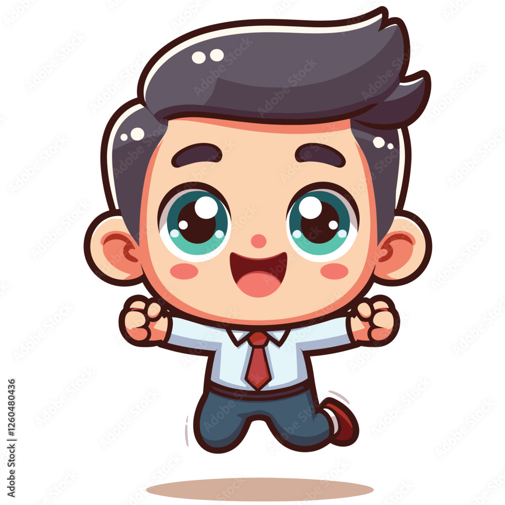Joyful Business Chibi Character Cartoon Illustration Joyful Business Chibi Character Cartoon Illustration