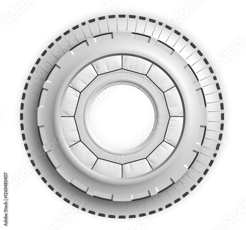 Stylish white circle with black lines creating a unique pattern. Can become a bright accent at any event or art installation. Vector illustration