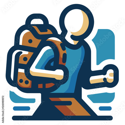 Modern Backpacker Adventure Stylish Abstract Illustration of Traveler