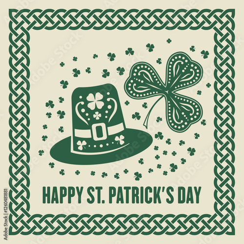 Saint Patrick's Day celebration design template with cartoon Leprechaun Hat