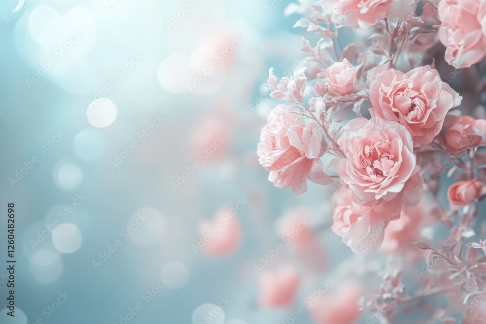 Pastel Pink Roses in Bloom Soft Floral Background Pastel Pink Roses in Bloom Soft Floral Background
