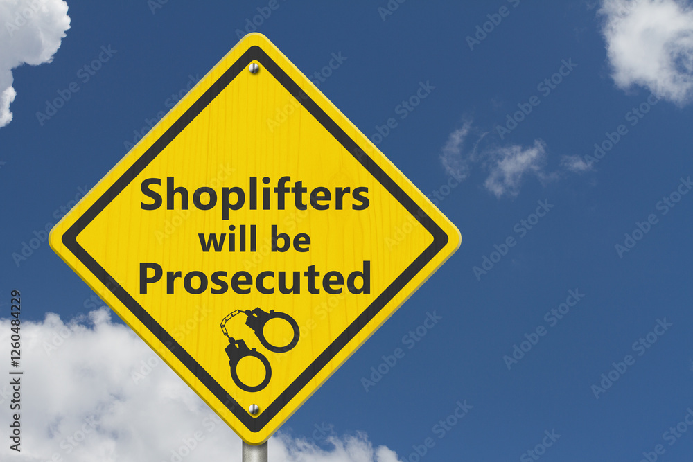 Shoplifters will be prosecuted warning sign Shoplifters will be prosecuted warning sign