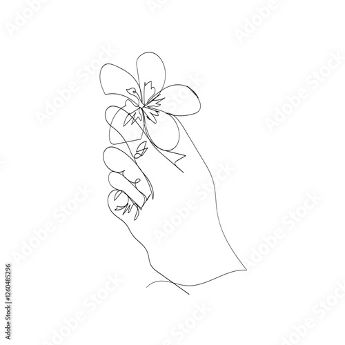 continuous line  drawing icon doodle hand holding flowers