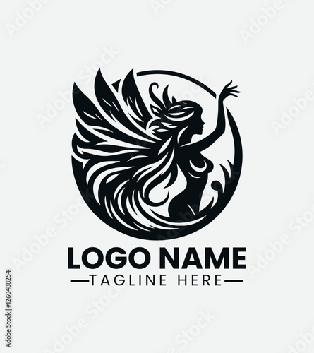 Nymph Logo Design, Mythical Creature Logo, Fantasy Character Logo