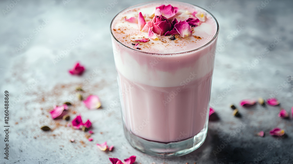 Rose-infused beverage with floral garnish, perfect for a serene and flavorful refreshment. Pink drink delight. Rose-infused beverage with floral garnish, perfect for a serene and flavorful refreshment. Pink drink delight.