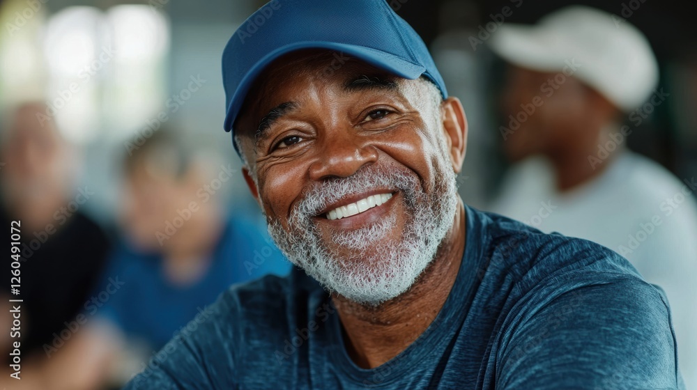 longevity health plan. Smiling older man wearing a cap, showcasing joy and warmth in a social setting. longevity health plan. Smiling older man wearing a cap, showcasing joy and warmth in a social setting.