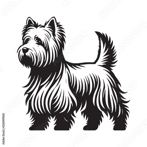 Bold White Terrier silhouette featuring a sharp and strong stance - White Terrier illustration - minimal White Terrier vector - dog silhouette
