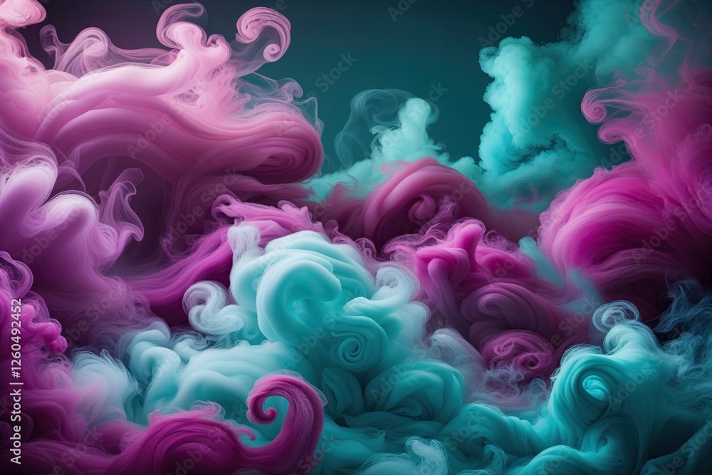 Obraz premium Enchanting Swirls of Steam and Vapor in Dreamy Magenta Teal and Cerulean Hues