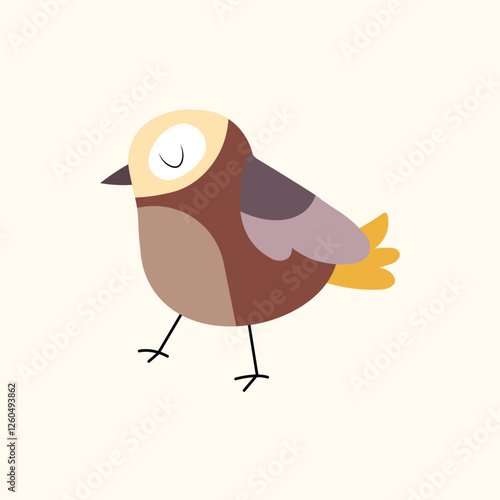 Vector cartoon funny bird flying isolated on white