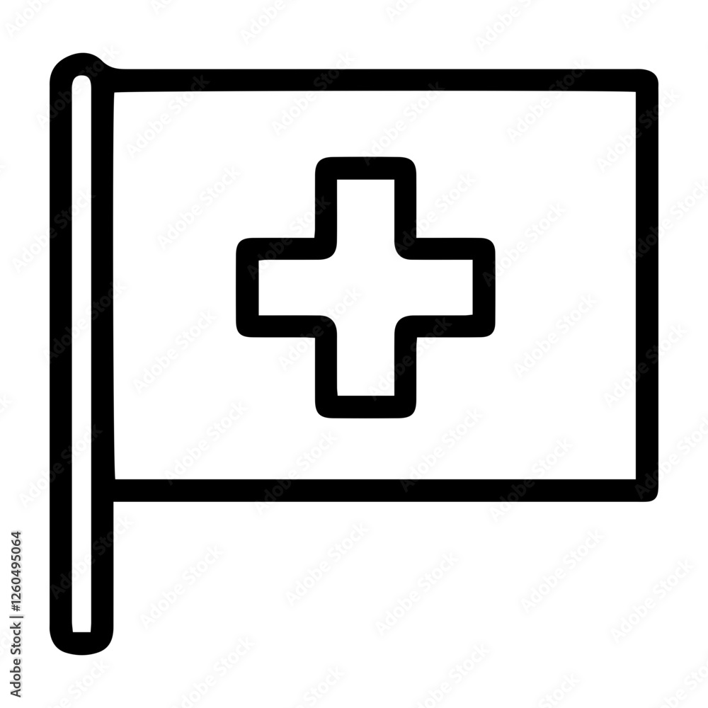 Obraz premium Line art illustration of the flag of Switzerland. Symbolizes Switzerland, Swiss culture, history, neutrality, and precision. Perfect for travel, culture, history, and international relations concepts
