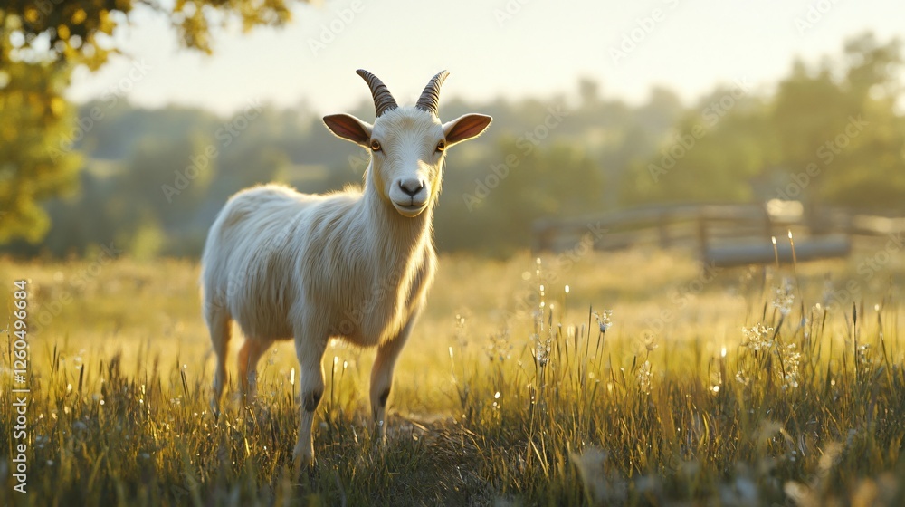 Captivating Image of a Beautiful Goat in a Serene Field Captivating Image of a Beautiful Goat in a Serene Field