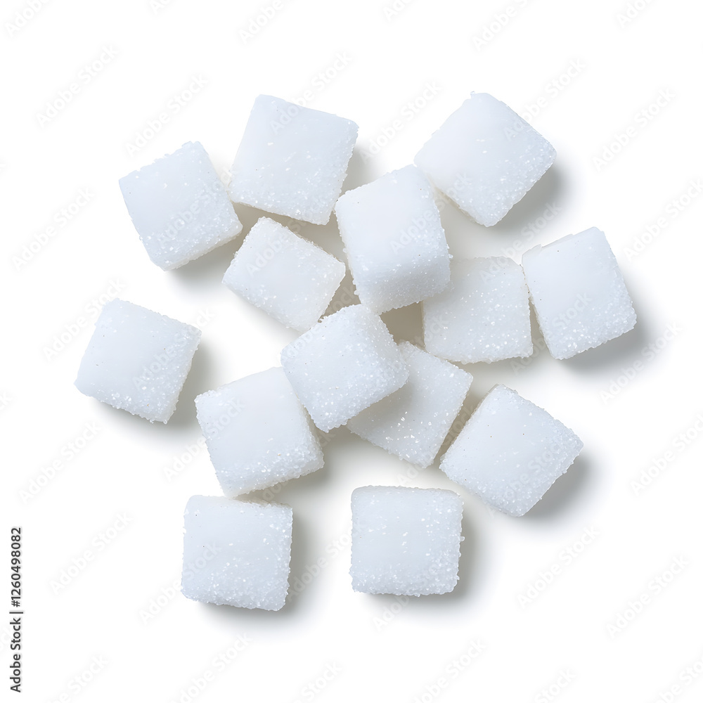 A few pieces of white sugar cubes, isolated on white background A few pieces of white sugar cubes, isolated on white background