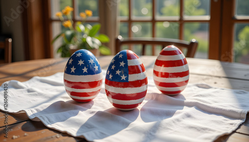 American flag Easter eggs for Independence Day, patriotic events, and holiday decor
