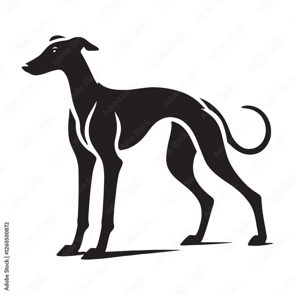 Obraz premium Minimalist Whippet silhouette featuring clean and elegant lines - Whippet illustration - minimal Whippet vector - dog silhouette 