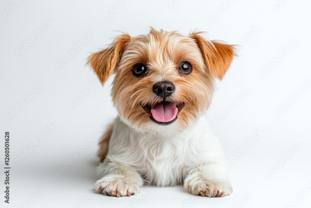 Adorable small brown and white puppy with playful expression on white background Adorable small brown and white puppy with playful expression on white background