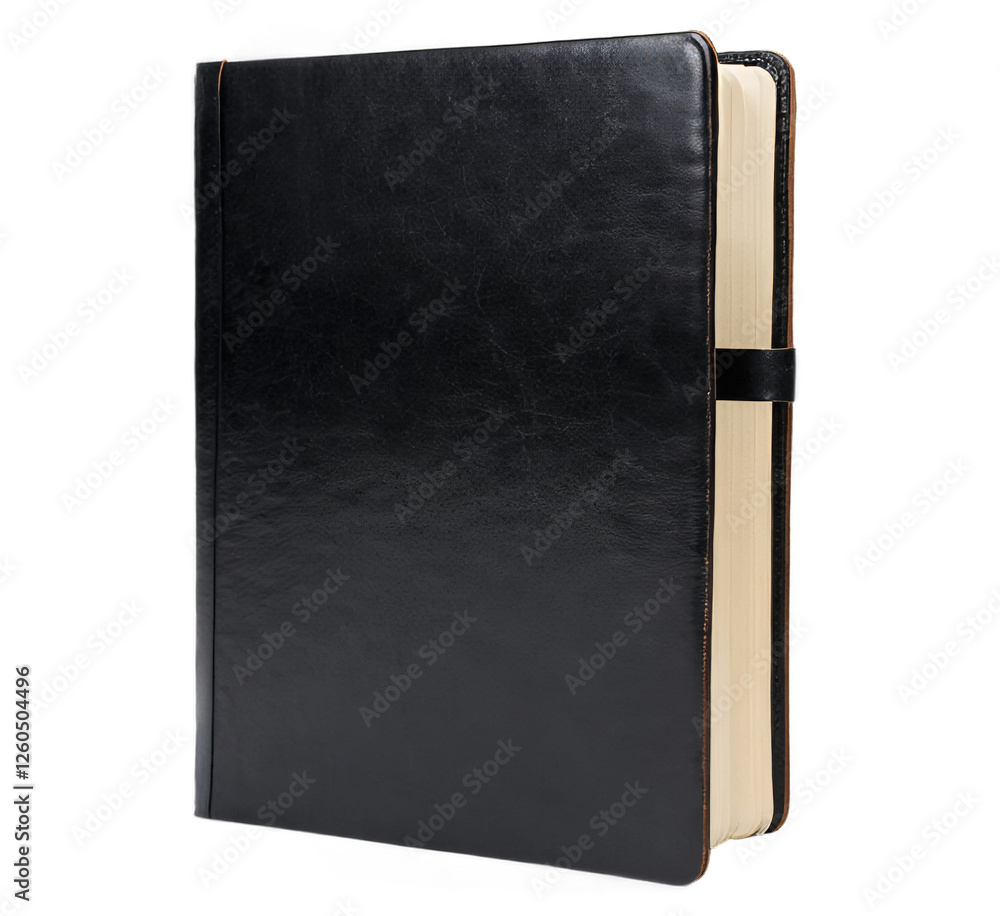 Naklejka premium Leatherbound journal with sleek black cover and blank pages