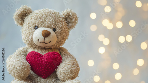 Wallpaper Mural Cute  bear holding a red heart with twinkling lights in background Torontodigital.ca