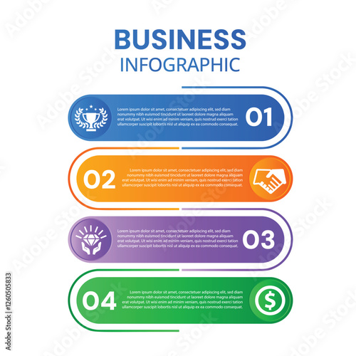 Business timeline infographic template with icons designed with icons and 4 options or steps