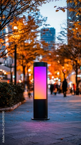 Wallpaper Mural Illuminated smart street pole in autumn evening cityscape for urban lifestyle Torontodigital.ca