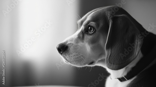 Black and White Beagle Portrait - A Moment of Reflection