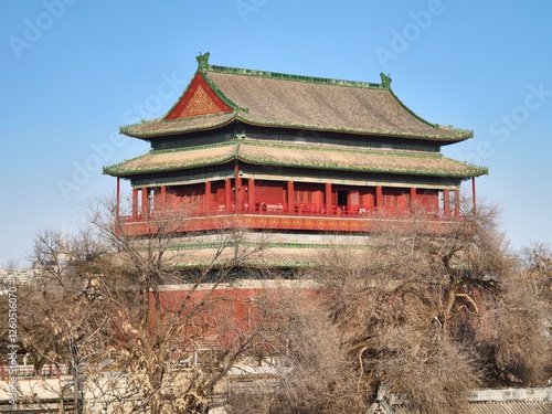 The architectural appearance of the Drum Tower in Beijing, China photo