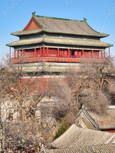 The architectural appearance of the Drum Tower in Beijing, China photo