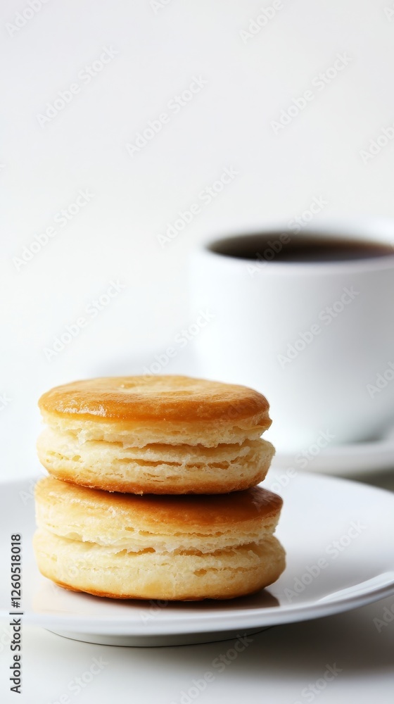 Golden Biscuits with a Cup of Coffee - Simple Breakfast Delight Golden Biscuits with a Cup of Coffee - Simple Breakfast Delight