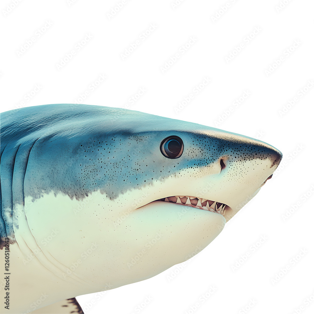 Naklejka premium Great white portrait isolated on transparent background