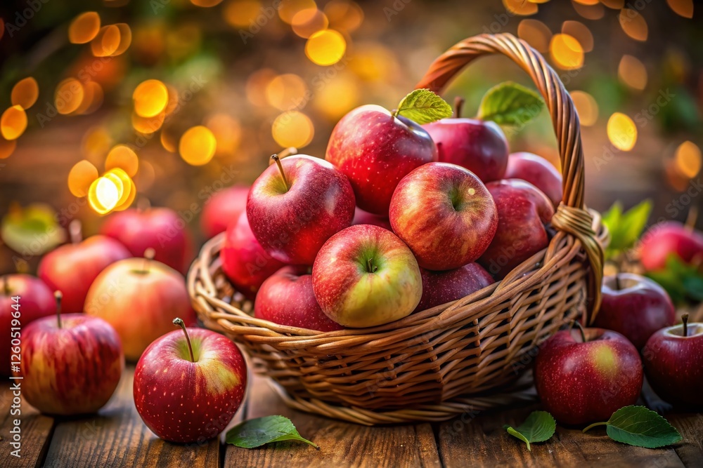 Miniature Red Delicious Apples in Basket, Tilt-Shift Photography Miniature Red Delicious Apples in Basket, Tilt-Shift Photography