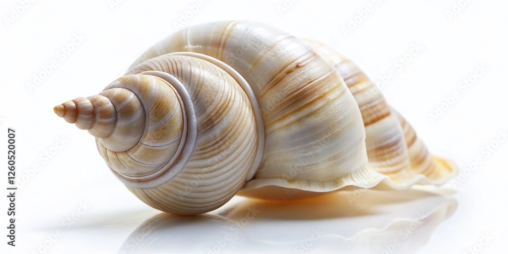 Miniature Spiral White Conch Shell, Isolated, Tilt-Shift, Undersea Theme Miniature Spiral White Conch Shell, Isolated, Tilt-Shift, Undersea Theme