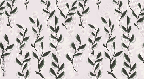  Abstract organic botanicals shapes seamless pattern. Unique  florals forms and shape print on a light background. Vector hand drawn sketch. Collage contemporary minimalist ornament.