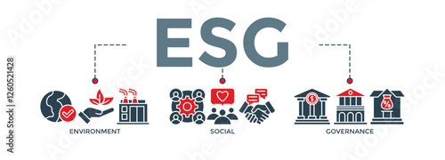 ESG banner web icon vector illustration for Environment Social Governance of corporate sustainability performance for investment screening
