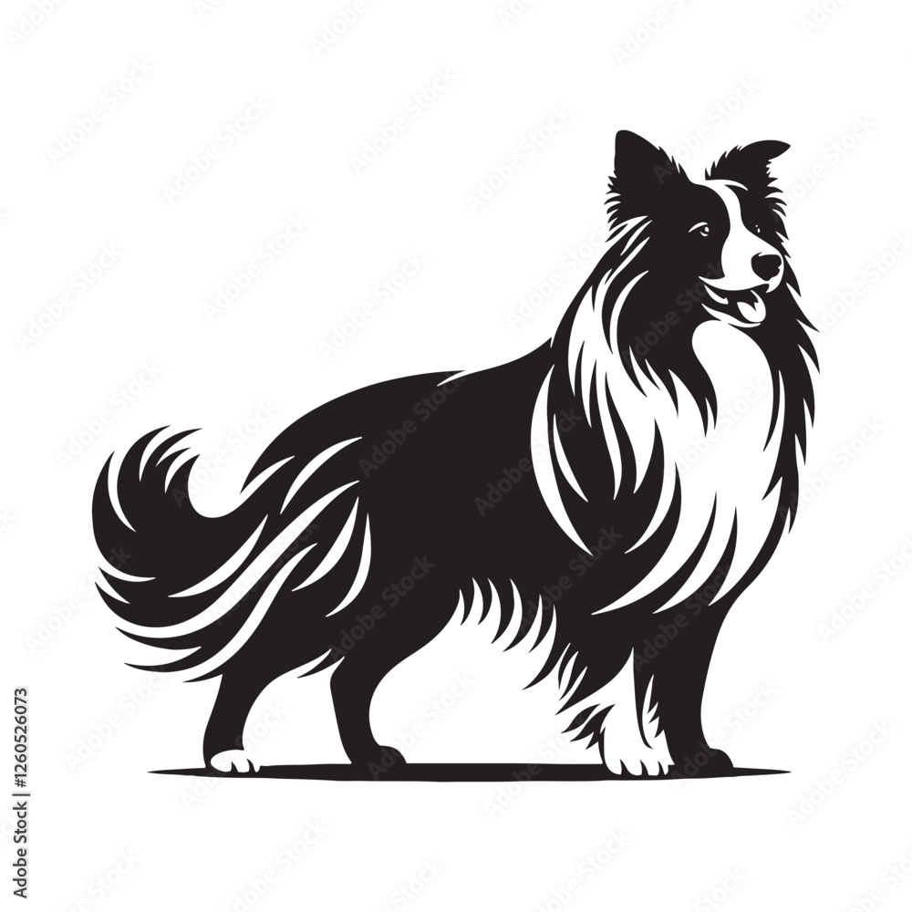 Border Collie silhouette with artistic details and bold composition - Border Collie illustration - minimal Border Collie vector - dog silhouette
Border Collie silhouette with artistic details and bold composition - Border Collie illustration - minimal Border Collie vector - dog silhouette