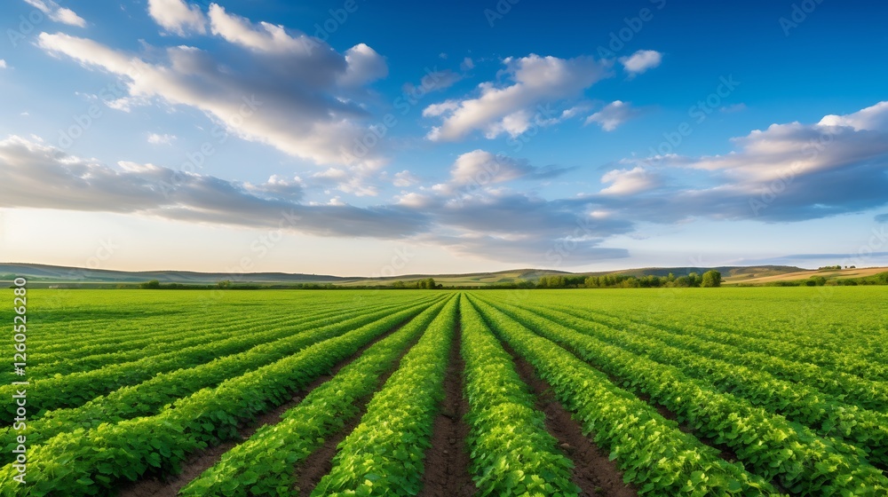 Serene Green Field Under a Vast Sky Serene Green Field Under a Vast Sky